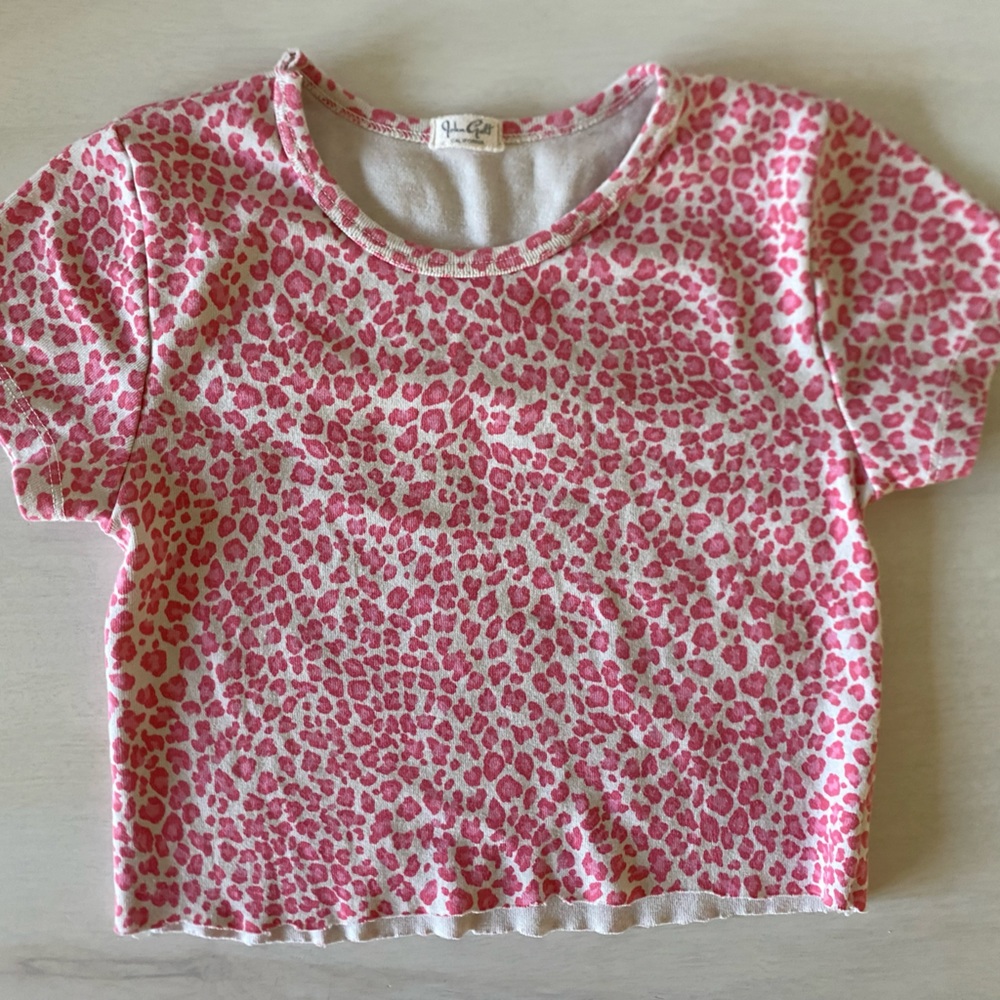 Brandy Melville Pink Cheetah Baby Tee